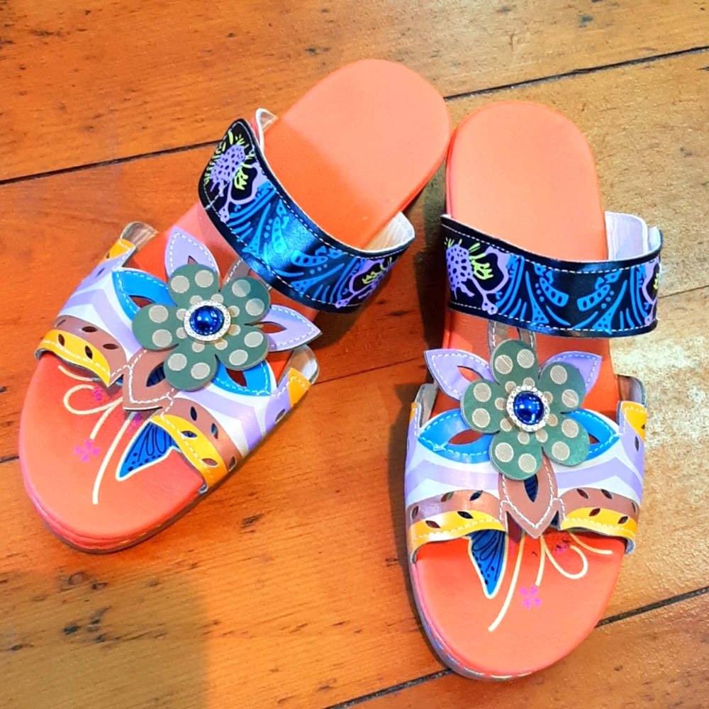 Psychedelic sandals.